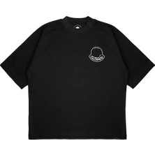 Pure Effect Unisex Oversize Basıc Logolu Baskılı Boxy Fit Kalın Kumaşlı T-Shirt