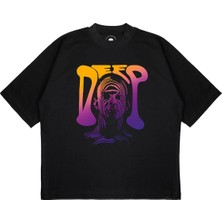 Pure Effect Unisex Oversize Deep Baskılı Boxy Fit Kalın Kumaşlı T-Shirt