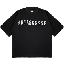 Pure Effect Unisex Oversize Antagonist Yazılı Baskılı Boxy Fit Kalın Kumaşlı T-Shirt