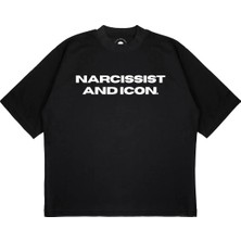 Pure Effect Unisex Oversize Narcıssıst And Icon Baskılı Boxy Fit Kalın Kumaşlı T-Shirt