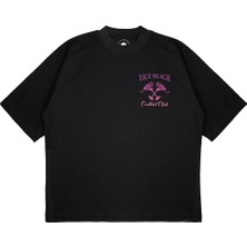 Pure Effect Unisex Oversize Vıce Beach Baskılı Boxy Fit Kalın Kumaşlı T-Shirt