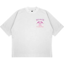 Pure Effect Unisex Oversize Vıce Beach Baskılı Boxy Fit Kalın Kumaşlı T-Shirt