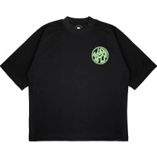 Pure Effect Unisex Oversize All Saınt Yeşil Logo Baskılı Boxy Fit Kalın Kumaşlı T-Shirt