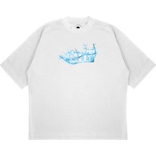 Pure Effect Unisex Oversize Kıth Dalga Baskılı Boxy Fit Kalın Kumaşlı T-Shirt