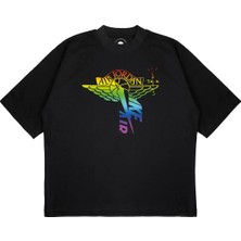 Pure Effect Unisex Oversize Hava Gökkuşağı Baskılı Boxy Fit Kalın Kumaşlı T-Shirt
