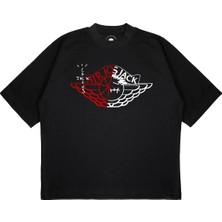 Pure Effect Unisex Oversize Cactus Hava Logolu Baskılı Boxy Fit Kalın Kumaşlı T-Shirt