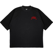 Pure Effect Unisex Oversize Hollywood Kırmızı Baskılı Boxy Fit Kalın Kumaşlı (240GSM) T-Shirt