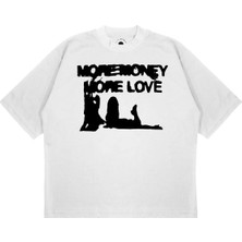 Pure Effect Unisex Oversize More Money More Love Baskılı Boxy Fit Kalın Kumaşlı T-Shirt