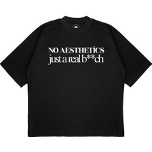 Pure Effect Unisex Oversize No Aesthetıcs Just Baskılı Boxy Fit Kalın Kumaşlı T-Shirt