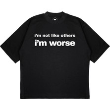 Pure Effect Unisex Oversize Im Worse Baskılı Boxy Fit Kalın Kumaşlı T-Shirt