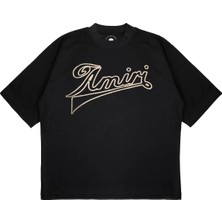 Pure Effect Unisex Oversize Dikiş Temalı Yazı Baskılı Boxy Fit Kalın Kumaşlı T-Shirt