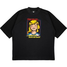 Pure Effect Unisex Oversize I Love My Cat Baskılı Boxy Fit Kalın Kumaşlı (240GSM) T-Shirt