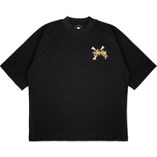 Pure Effect Unisex Oversize Stussy Kemık Baskılı Boxy Fit Kalın Kumaşlı (240GSM) T-Shirt
