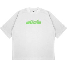 Pure Effect Unisex Oversize Hellstar Green Baskılı Boxy Fit Kalın Kumaşlı (240GSM) T-Shirt