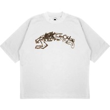 Pure Effect Unisex Oversize Cactus Jack Haç Baskılı Boxy Fit Kalın Kumaşlı T-Shirt