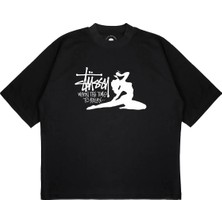 Pure Effect Unisex Oversize Kadın Sıluet Baskılı Boxy Fit Kalın Kumaşlı T-Shirt