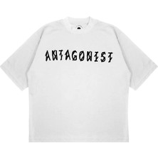 Pure Effect Unisex Oversize Antagonist Yazılı Baskılı Boxy Fit Kalın Kumaşlı T-Shirt