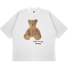 Pure Effect Unisex Oversize Ayıcık Oyuncak Baskılı Boxy Fit Kalın Kumaşlı T-Shirt