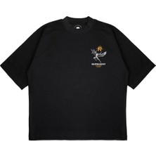 Pure Effect Unisex Oversize Represent Man Baskılı Boxy Fit Kalın Kumaşlı (240GSM) T-Shirt