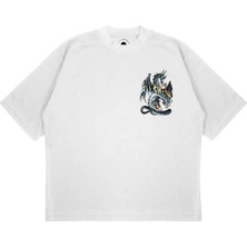 Pure Effect Unisex Oversize All Saınt Dragon Baskılı Boxy Fit Kalın Kumaşlı (240GSM) T-Shirt