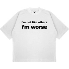 Pure Effect Unisex Oversize Im Worse Baskılı Boxy Fit Kalın Kumaşlı T-Shirt
