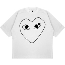 Pure Effect Unisex Oversize Comme Empty Baskılı Boxy Fit Kalın Kumaşlı (240GSM) T-Shirt