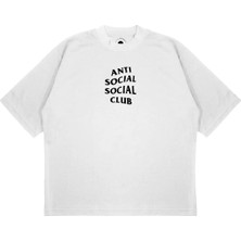 Pure Effect Unisex Oversize Antı Socıal Classıc Club Baskılı Boxy Fit Kalın Kumaşlı T-Shirt