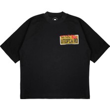 Pure Effect Unisex Oversize Travıs Plaka Baskılı Boxy Fit Kalın Kumaşlı T-Shirt