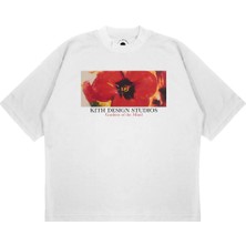 Pure Effect Unisex Oversize Kıth Desıgn Çiçek Baskılı Boxy Fit Kalın Kumaşlı T-Shirt
