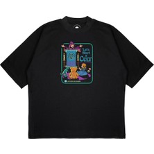 Pure Effect Unisex Oversize Lets Start Cults Baskılı Boxy Fit Kalın Kumaşlı (240GSM) T-Shirt