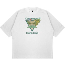 Pure Effect Unisex Oversize Casablanca Üçgen Fransa Baskılı Boxy Fit Kalın Kumaşlı (240GSM) T-Shirt