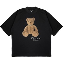 Pure Effect Unisex Oversize Ayıcık Oyuncak Baskılı Boxy Fit Kalın Kumaşlı T-Shirt