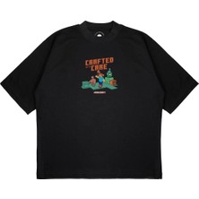 Pure Effect Unisex Oversize Mınecraft Crafted Baskılı Boxy Fit Kalın Kumaşlı (240GSM) T-Shirt