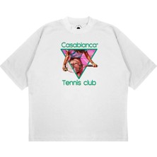 Pure Effect Unisex Oversize Casablanca Üçgen Kadın Baskılı Boxy Fit Kalın Kumaşlı (240GSM) T-Shirt