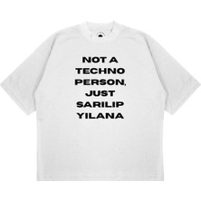 Pure Effect Unisex Oversize Not A Techno Person Sarılıp Yılana Baskılı Boxy Fit Kalın Kumaşlı T-Shirt