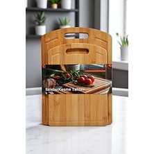 Uravas Store New-Max Bambu Serisi Oluklu Antibakteriel Yıkanabilir Bambu Doğrama Tahtası 2'li Set