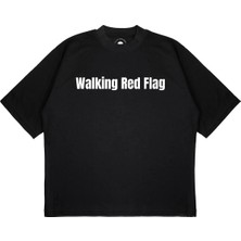 Pure Effect Unisex Oversize Walkıng Red Flag Baskılı Boxy Fit Kalın Kumaşlı T-Shirt
