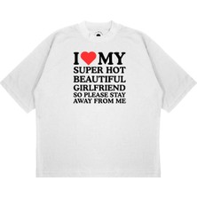 Pure Effect Unisex Oversize I Love My Super Hot Baskılı Boxy Fit Kalın Kumaşlı T-Shirt