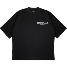 Pure Effect Unisex Oversize Essentıals Basıc Baskılı Boxy Fit Kalın Kumaşlı (240GSM) T-Shirt