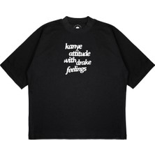 Pure Effect Unisex Oversize Kanye Attitude With Drake Baskılı T-Shirt