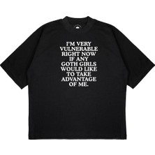 Pure Effect Unisex Oversize Im Very Vulnerable Baskılı Boxy Fit Kalın Kumaşlı T-Shirt