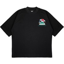 Pure Effect Unisex Oversize Casablanca Dağ Baskılı Boxy Fit Kalın Kumaşlı T-Shirt