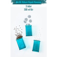 Akrilik Aquamarin Şeker Kahve Çay Kavanozu 500 ml (Vakum Kapak )