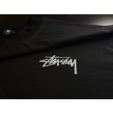 Pure Effect Unisex Oversize Stüssy Kabartma Logo Baskılı Boxy Fit Kalın Kumaşlı T-Shirt