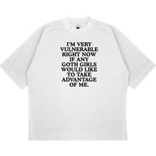 Pure Effect Unisex Oversize Im Very Vulnerable Baskılı Boxy Fit Kalın Kumaşlı T-Shirt