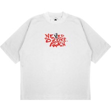 Pure Effect Unisex Oversize Broke Never New Baskılı Boxy Fit Kalın Kumaşlı T-Shirt
