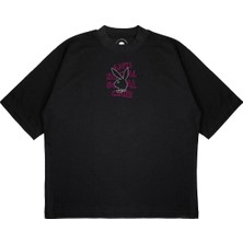 Pure Effect Unisex Oversize Anti Social Neon Play Baskılı T-Shirt