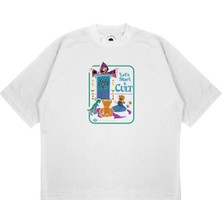 Pure Effect Unisex Oversize Lets Start Cults Baskılı Boxy Fit Kalın Kumaşlı (240GSM) T-Shirt
