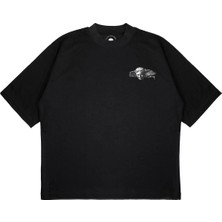Pure Effect Unisex Oversize Melek Logolu Baskılı Boxy Fit Kalın Kumaşlı T-Shirt