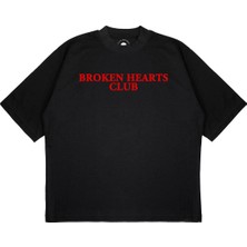 Pure Effect Unisex Oversize Broken Hearts Club Baskılı T-Shirt
